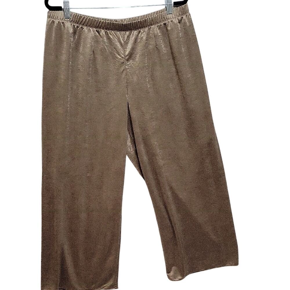 Coldwater Creek Elastic Waist Pull On Pants, Wide Leg XL/P, Gold Brown NWT